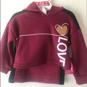 Pink athletic girl 2 piece set